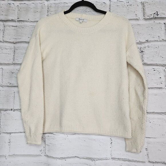 Madewell Women's Cream Knit Long Sleeved Crew Neck Sweater Size XS Casual - Picture 1 of 9